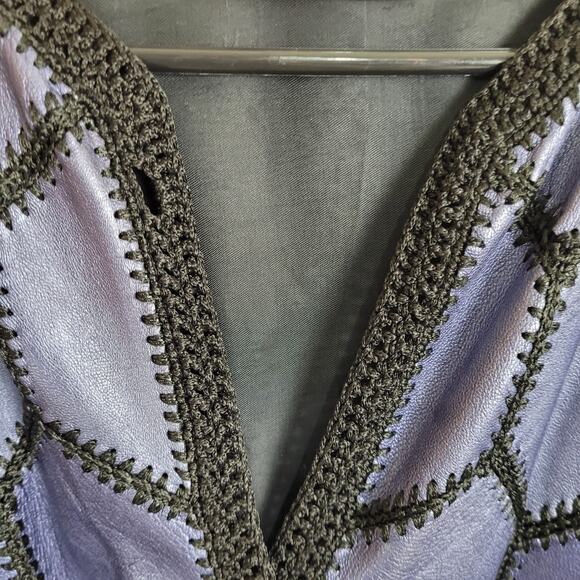 Vintage The Hide Out Purple Leather Patchwork Coat Sz XL Boho Hippie Whimsigoth - Picture 6 of 9